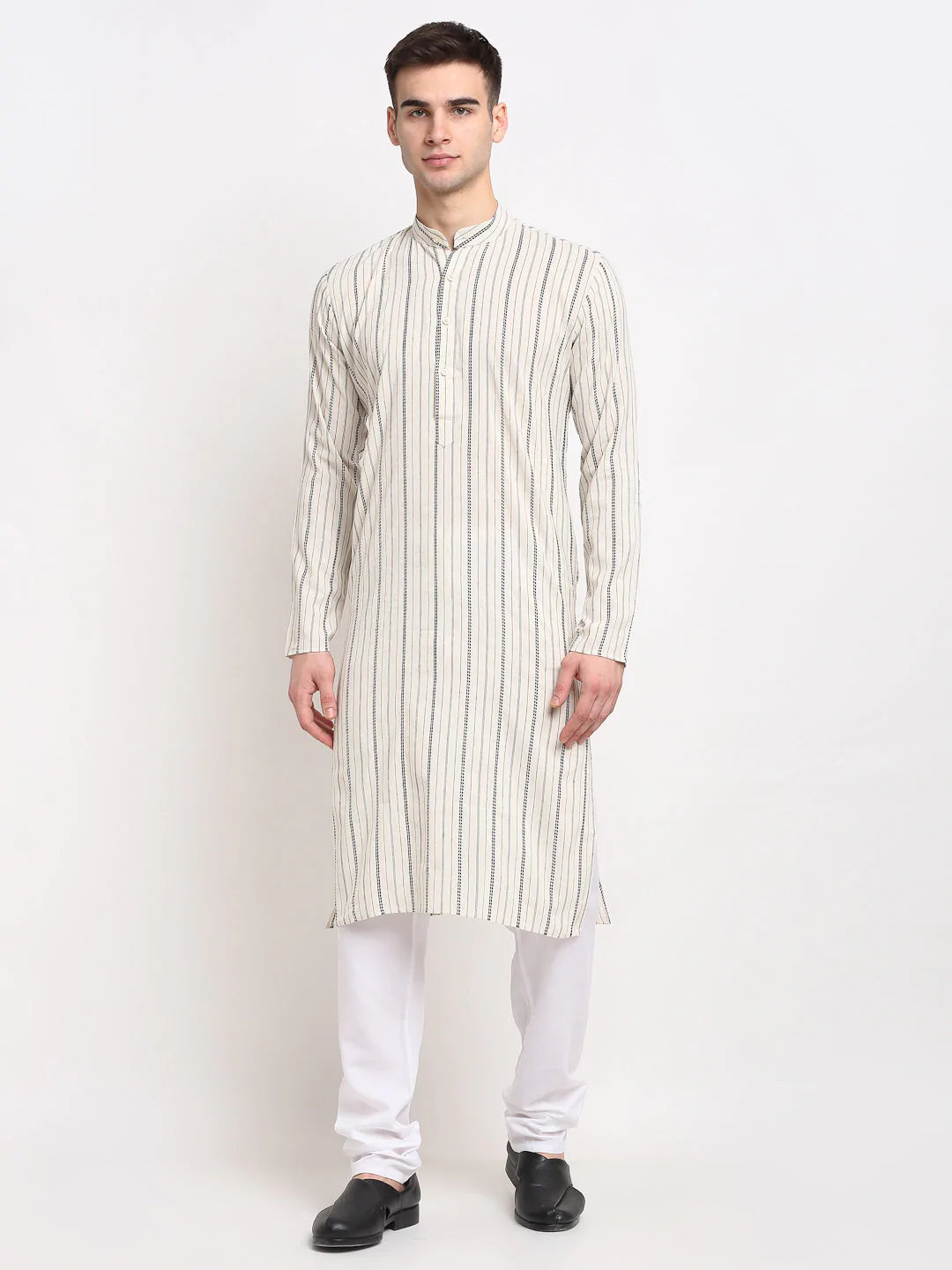 Jompers Men's Cream Cotton Striped Kurta Only ( KO 643 Cream )