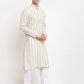 Jompers Men's Cream Cotton Striped Kurta Only ( KO 643 Cream )