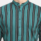 Jompers Men's Green Cotton Striped Kurta Payjama Sets ( JOKP 643 Green )