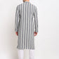 Jompers Men's Grey Cotton Striped Kurta Payjama Sets ( JOKP 643 Grey )