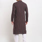 Jompers Men's Maroon Cotton Striped Kurta Payjama Sets ( JOKP 643 Maroon )