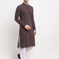 Jompers Men's Maroon Cotton Striped Kurta Payjama Sets ( JOKP 643 Maroon )