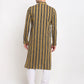 Jompers Men's Mustard Cotton Striped Kurta Payjama Sets ( JOKP 643 Mustard )