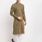 Jompers Men's Mustard Cotton Striped Kurta Payjama Sets ( JOKP 643 Mustard )