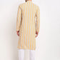 Jompers Men's Yellow Cotton Striped Kurta Only ( KO 643 Yellow )