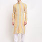 Jompers Men's Yellow Cotton Striped Kurta Only ( KO 643 Yellow )