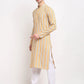 Jompers Men's Yellow Cotton Striped Kurta Only ( KO 643 Yellow )