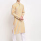 Jompers Men's Yellow Cotton Striped Kurta Only ( KO 643 Yellow )