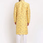Jompers Men's Yellow Dupion Printed Kurta Only ( KO 644 Yellow )