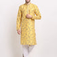 Jompers Men's Yellow Dupion Printed Kurta Only ( KO 644 Yellow )