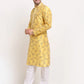 Jompers Men's Yellow Dupion Printed Kurta Only ( KO 644 Yellow )