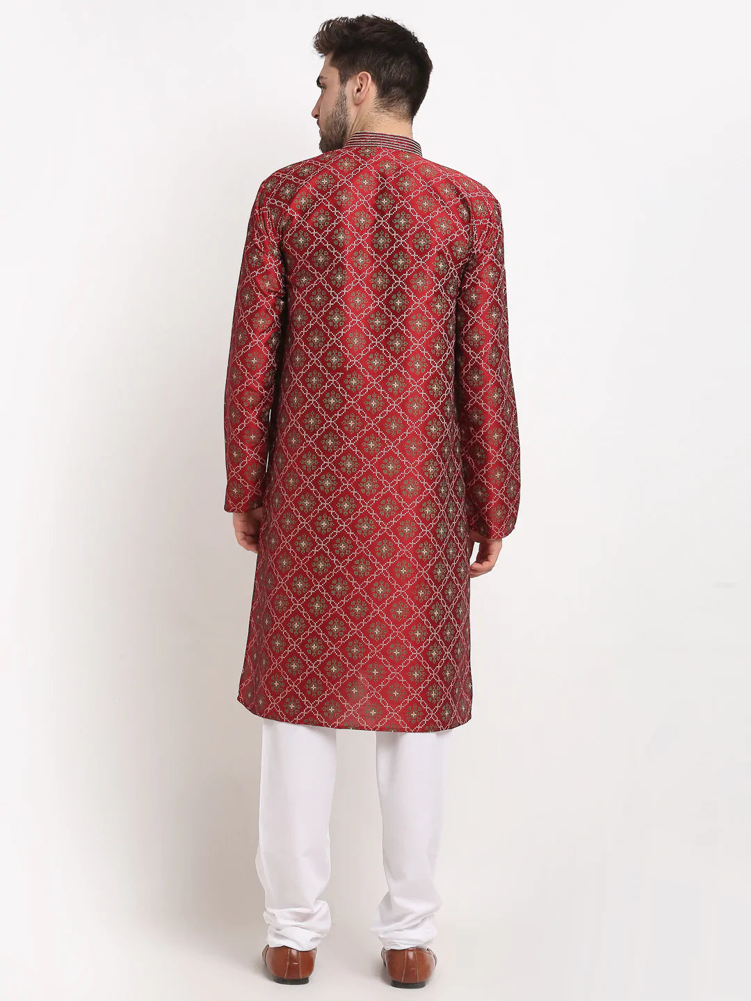 Jompers Men's Maroon Woven Kurta Payjama Sets ( JOKP 645 Maroon )