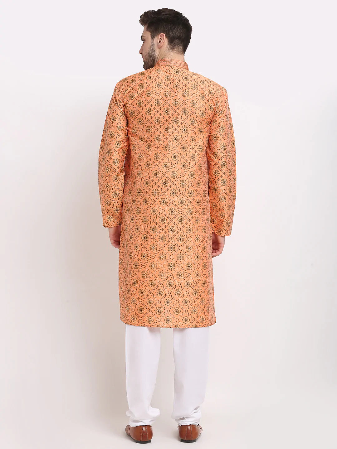 Jompers Men's Orange Woven Kurta Payjama Sets ( JOKP 645 Orange )