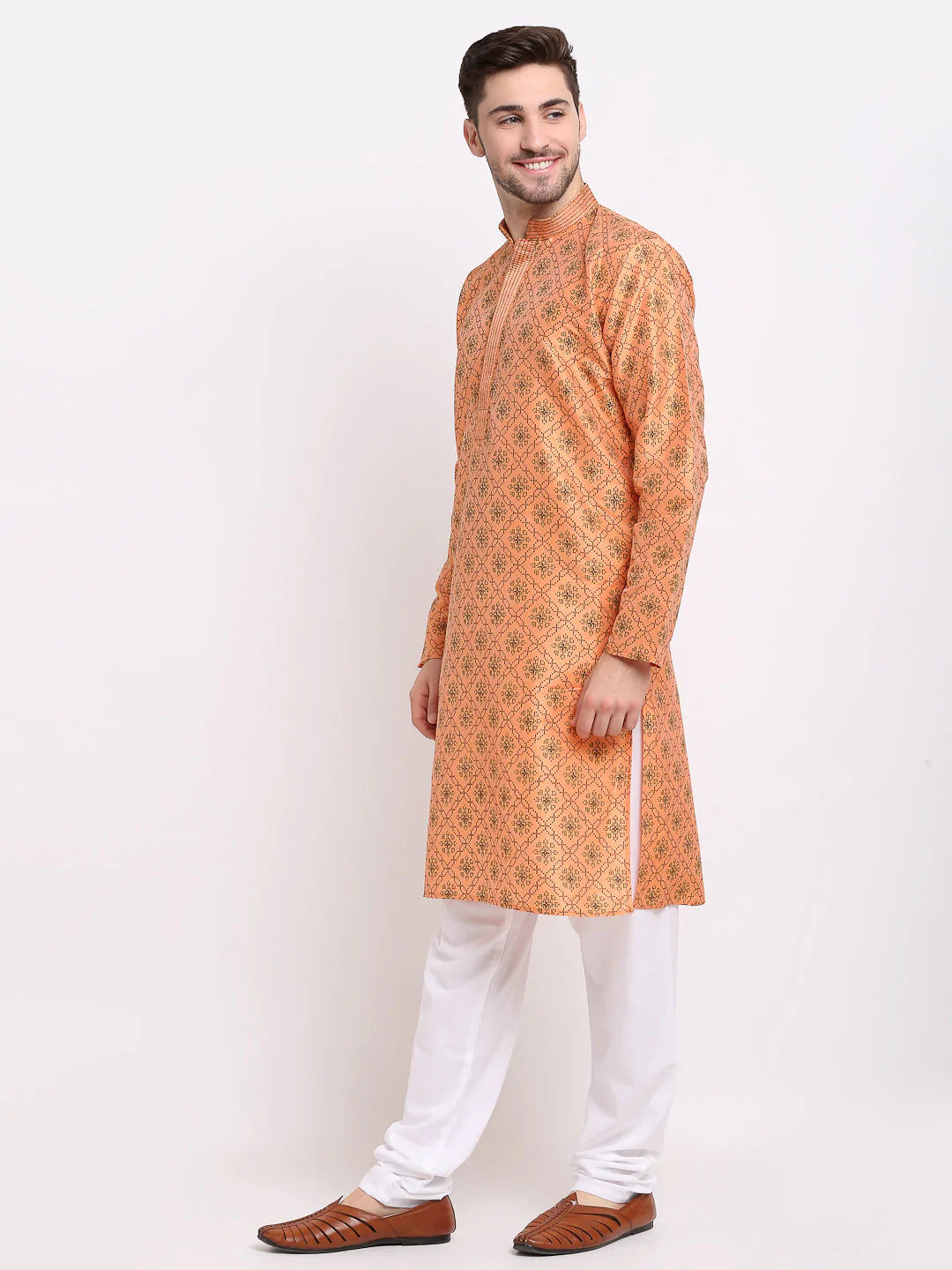 Jompers Men's Orange Woven Kurta Only ( KO 645 Orange )