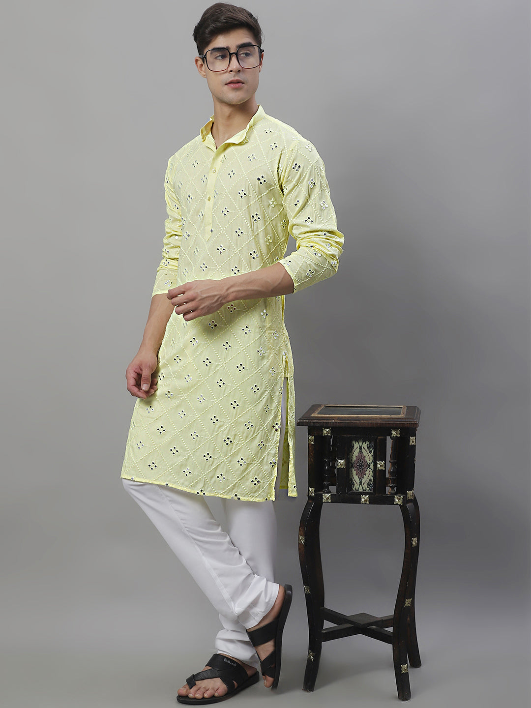 Men's Embroidered Mirror Work Kurta Payjama Sets