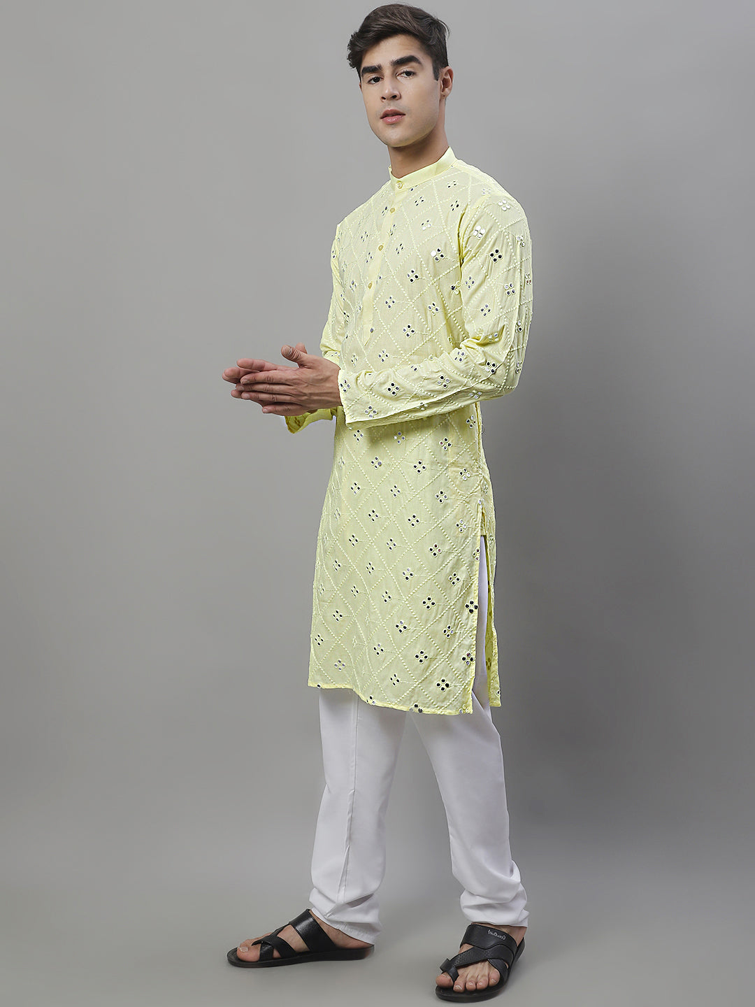 Men's Embroidered Mirror Work Kurta Payjama Sets
