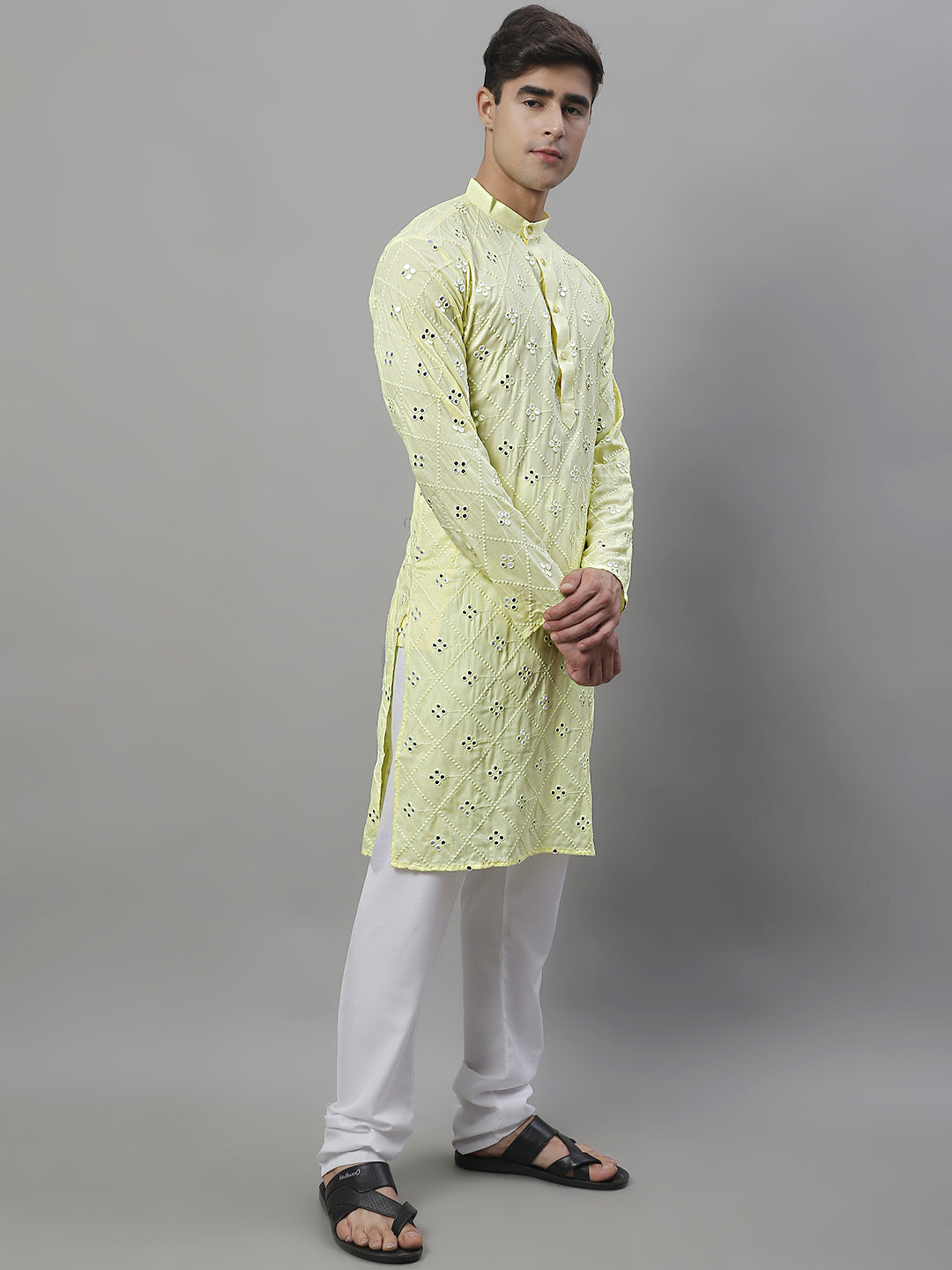 Men's Embroidered Mirror Work Kurta Payjama Sets