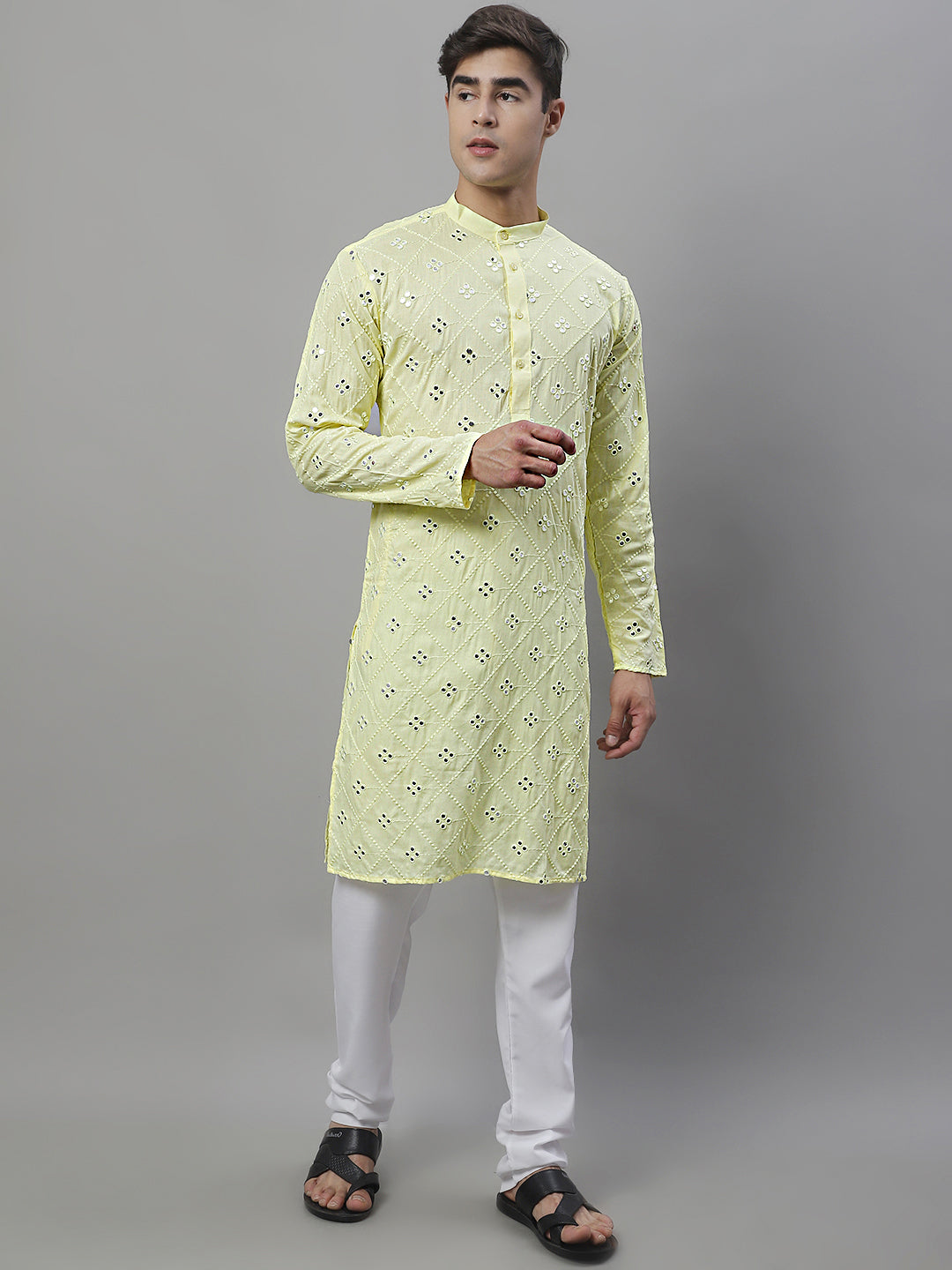 Men's Embroidered Mirror Work Kurta Payjama Sets