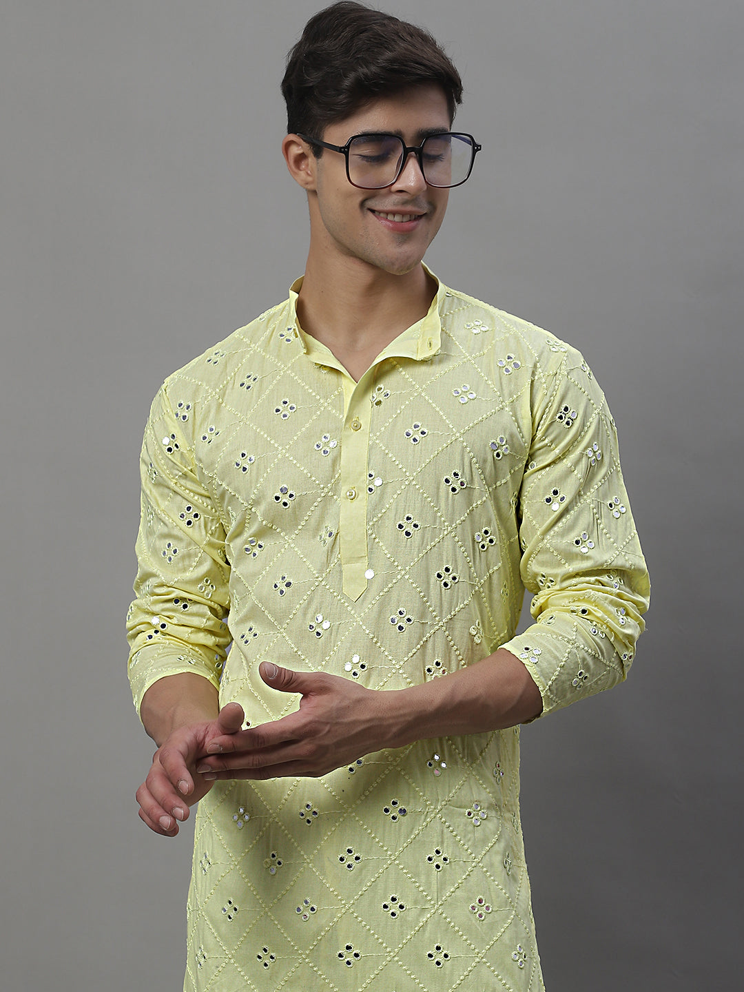 Men's Embroidered Mirror Work Kurta Payjama Sets
