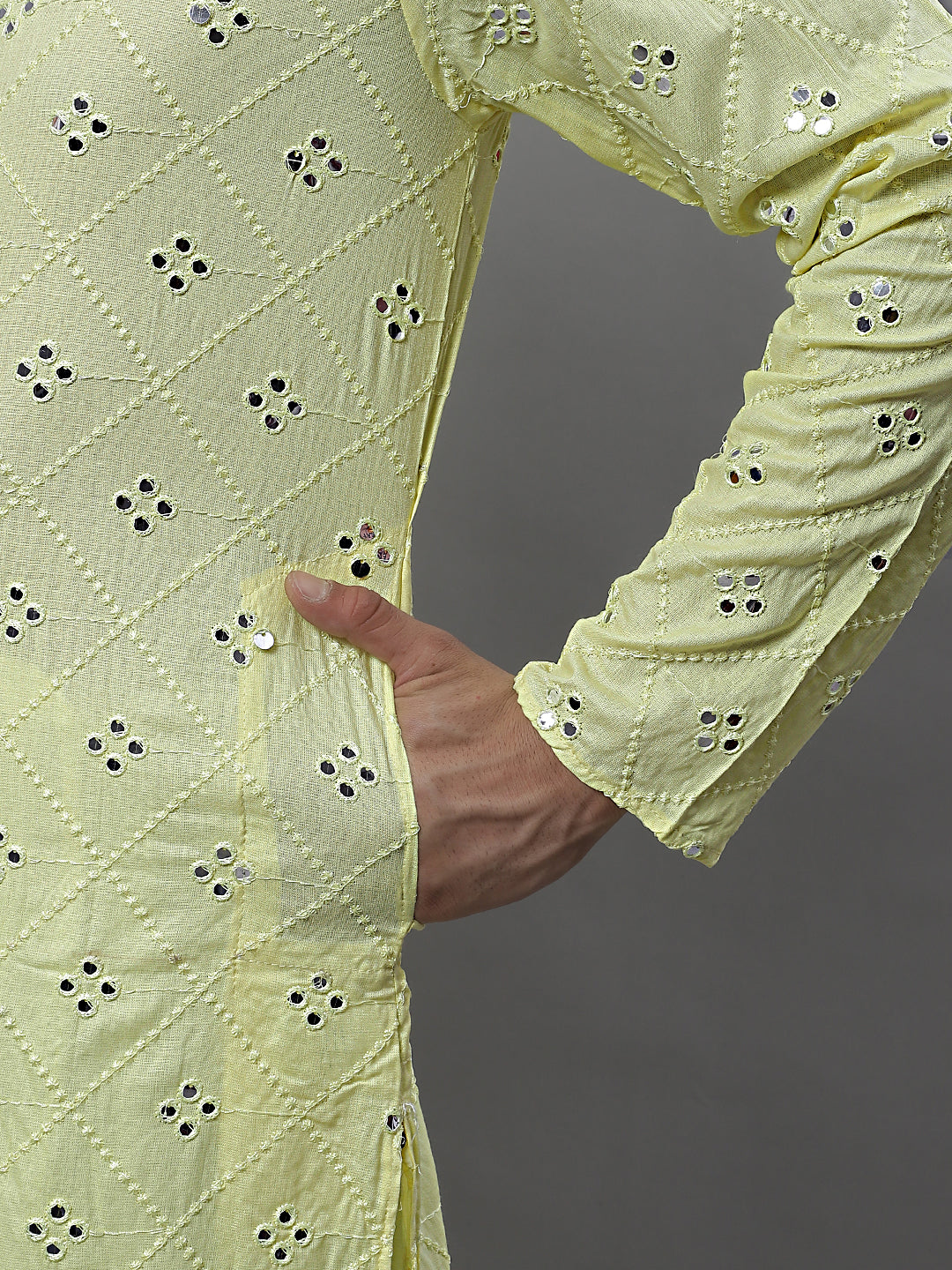 Men's Embroidered Mirror Work Kurta Payjama Sets