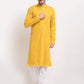 Jompers Men's Mustard Printed Mirror Kurta Payjama Sets  ( JOKP 646 Mustard )