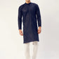 Jompers Men's Navy Embroidered Mirror Work Kurta Only ( KO 646 Navy )