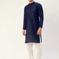 Jompers Men's Navy Embroidered Mirror Work Kurta Only ( KO 646 Navy )