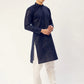 Jompers Men's Navy Embroidered Mirror Work Kurta Only ( KO 646 Navy )