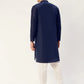 Jompers Men's Navy Embroidered Mirror Work Kurta Only ( KO 646 Navy )