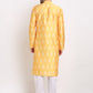 Jompers Men's Mustard Dupion Ikkat Kurta Payjama Sets ( JOKP 647 Mustard )