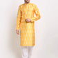 Jompers Men's Mustard Dupion Ikkat Kurta Payjama Sets ( JOKP 647 Mustard )