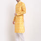 Jompers Men's Mustard Dupion Ikkat Kurta Payjama Sets ( JOKP 647 Mustard )