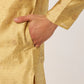 Jompers Men's Beige Coller Embroidered Woven Design Kurta Pyjama ( JOKP 649 Beige )