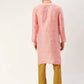 Jompers Men's Pink Coller Embroidered Woven Design Kurta Only ( KO 649 Pink )