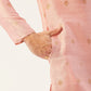 Jompers Men's Pink Coller Embroidered Woven Design Kurta Only ( KO 649 Pink )