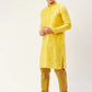 Jompers Men's Yellow Coller Embroidered Woven Design Kurta Only ( KO 649 Yellow )