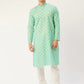 Jompers Men's Green Cotton Floral printed kurta Only( KO 650 Green )