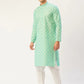 Jompers Men's Green Cotton Floral printed kurta Only( KO 650 Green )