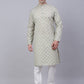 Men's Cotton Floral printed kurta Pyjama Set ( JOKP 650Grey )