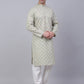 Men's Cotton Floral printed kurta Pyjama Set ( JOKP 650Grey )
