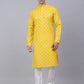 Men's Cotton Floral printed kurta Pyjama Set ( JOKP 650Lemon )