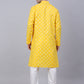 Men's Cotton Floral printed kurta Pyjama Set ( JOKP 650Lemon )