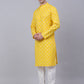 Men's Cotton Floral printed kurta Pyjama Set ( JOKP 650Lemon )