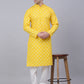 Men's Cotton Floral printed kurta Pyjama Set ( JOKP 650Lemon )