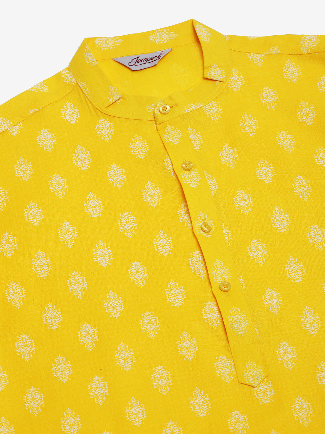Men's Cotton Floral printed kurta Pyjama Set ( JOKP 650Lemon )