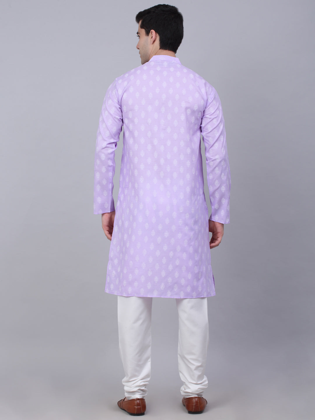 Men's Cotton Floral printed kurta Pyjama Set ( JOKP 650Purple )