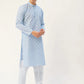 Jompers Men's Sky Cotton Floral printed kurta Only( KO 650 Sky )