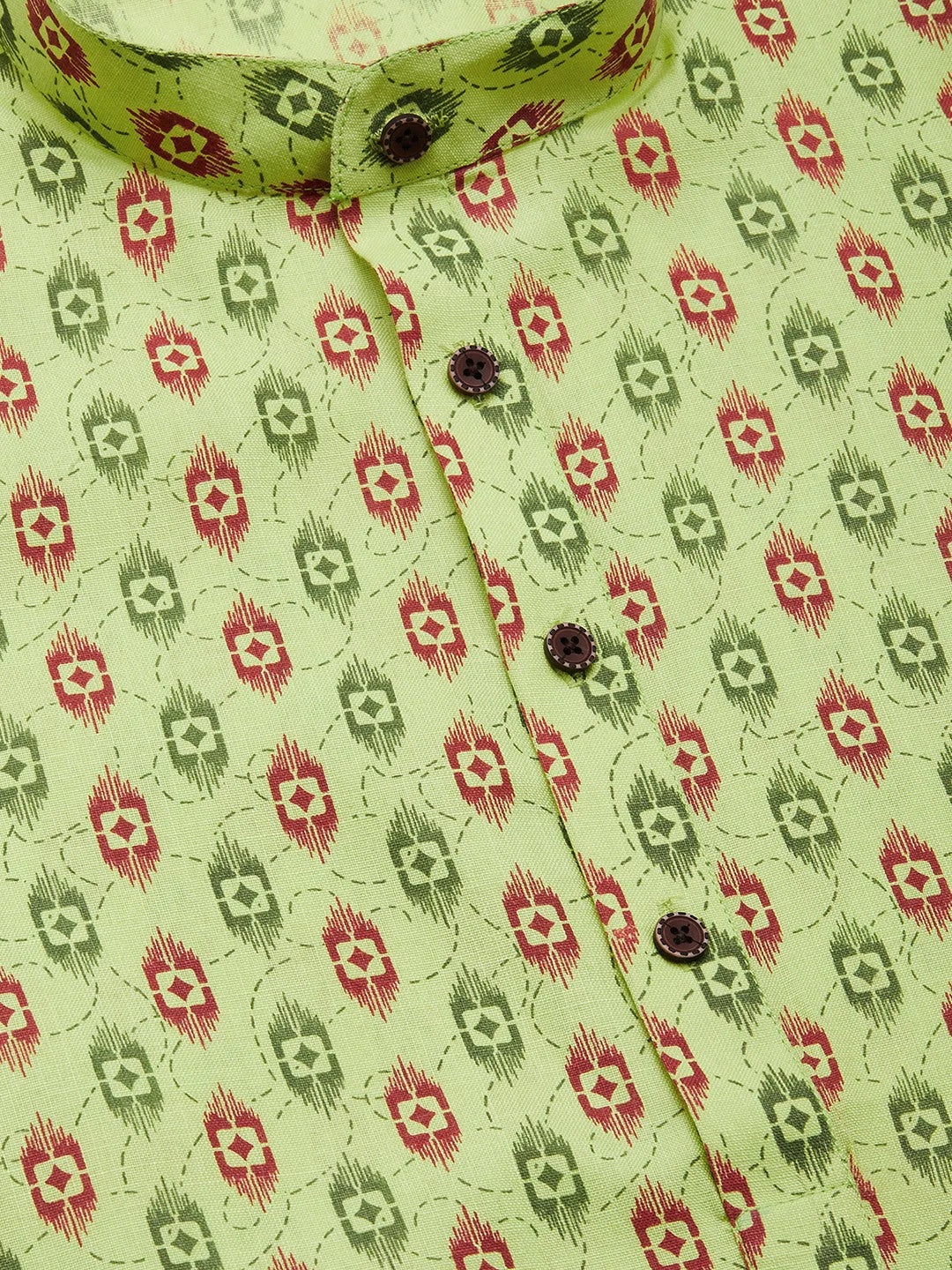 Jompers Men's Green Cotton Ikat printed kurta Only( KO 651 Green )