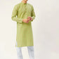 Jompers Men's Green Cotton Ikat printed kurta Only( KO 651 Green )