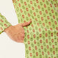 Jompers Men's Green Cotton Ikat printed kurta Only( KO 651 Green )